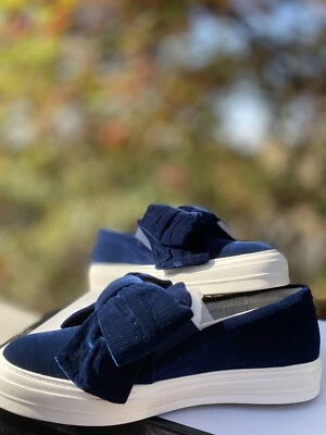 NIB Nine West Onasha Platform Navy FB FB Velvet Bow Slip On Sneakers Size:6 - Image 1 of 4
