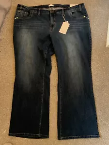 Sheego @ Kaleidoscope Plus Size 30 Denim Blue Distressed Pocket Bootcut JEANS - Picture 1 of 2
