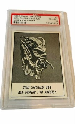 Monster Laffs Universal Horror Card 1966 TCG PSA 6 See Me Angry #3 Evil Mask vtg - Image 1 of 3