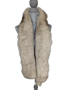 Natural Fawn Fox Fur Long Scarf Shawl with Clasp Closure, New - Picture 1 of 7