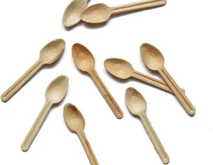 17cm Compostable Palm Leaf Spoon Eco-Friendly Organic Natural Cutlery Tableware - Picture 1 of 8