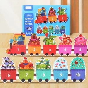 Make-a-Match Animal Number Train Puzzle Educational Game for Children Kids Toy - Picture 1 of 7