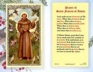 Saint Francis - A Prayer of St Francis of Assisi - Laminated Holy Card 800-1220 - Picture 1 of 3