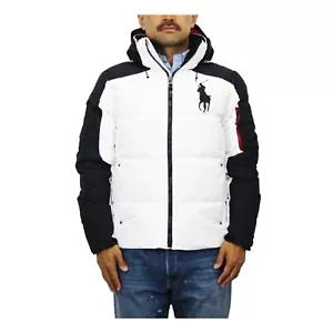 Polo Ralph Lauren Big Pony Hooded Puffer Down Jacket Coat - White/Black - - Picture 1 of 5