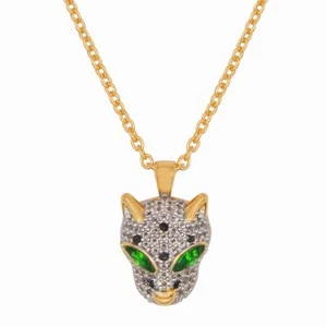 Butler and Wilson goldfarben Kristall Einzelne Leopard Anhänger Halskette Neu - Bild 1 von 2