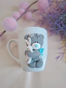 Mug gift handmade with a polymer clay figurine "bear" - Picture 1 of 2