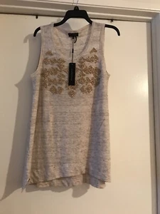 Donna Karan Linen Tank With Embroidery Size M - Picture 1 of 4