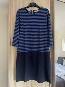 Hobbs Blue Navy Striped Casual Dress Oversized Size 8 - Picture 1 of 4