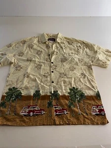 Basix Floral Beach Cruiser Ctn SHORT SLEEVE CAMP SHIRT Large L  - Picture 1 of 6