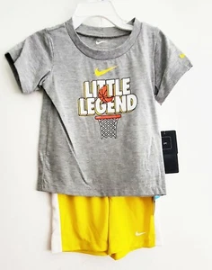 Nike Baby Boys Little Legend T Shirt & Mesh Shorts Set Speed Yellow Sz 18M - NWT - Picture 1 of 1
