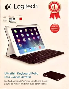 Logitech Wireless Ultrathin Keyboard Folio Case iPad Mini 1, 2 & 3 Carbon Black - Picture 1 of 4