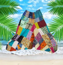 Unisex FUNKY Aladdin Pants Boho Hippie GYPSY COTTON Patchwork Harem Pants SML