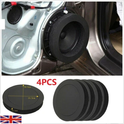 4pcs 6.5Inch Car Door Speaker Ring Bass Trim Sound Insulation Cotton Foam Pad