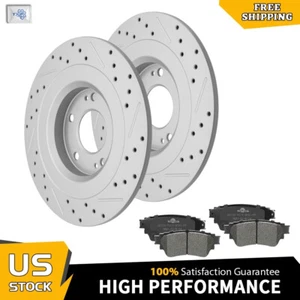 For Outlander Phev Eclipse Cross Rear Drilled Disc Rotors Ceramic Brake Pads Kit - Picture 1 of 6