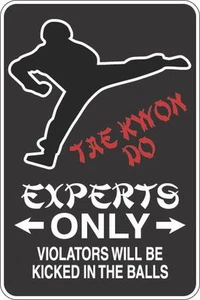 Metal Sign Tae Kwon Do Experts Only Balls 8” x 12” Aluminum S420 - Picture 1 of 1