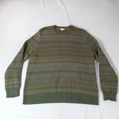 Merona Fisherman Sweater Mens Extra Large Green Fair Isle Crewneck Pullover Knit - Image 1 of 4
