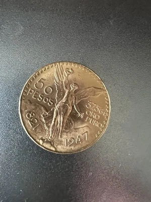 Moneda de 50 pesos de oro Centenaro mexicano 1947 oro amarillo sólido 22k, oro centenario Foto 1 de 4