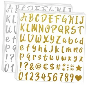 810 Pieces 10 Sheets Self-Adhesive Glitter Gold Silver letter stickers, - Picture 1 of 8