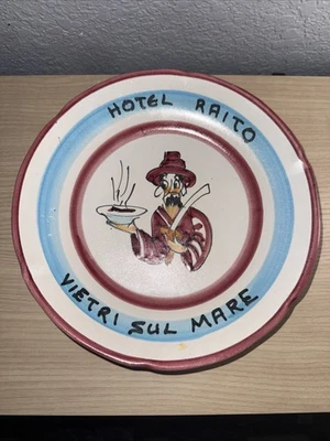 Placa decorativa Hotel Raito 1980-1989 Vietri Sul Mare rara colección 9,5 pulgadas Foto 1 de 4