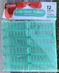 Rodillos de pelo de malla de alambre Annie 7/8" verde azulado 12 piezas medianos nuevos - Imagen 1 de 4
