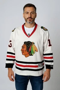 Reebok Herren weiß schwarz rot Chicago Blackhawks Hockey Trikot Größe 48 - Bild 1 von 7