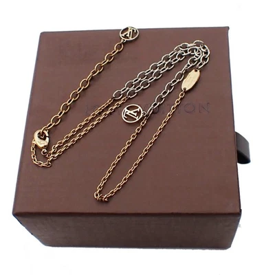 LOUIS VUITTON Collar Largo Cadena Logomanía Oro Plata M68074 Italia 30YH788 Foto 1 de 4