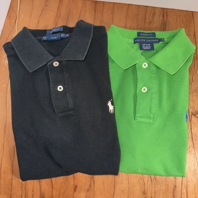 (2) Polo deportivo Ralph Lauren manga corta para niño calce clásico mediano negro verde Foto 1 de 4
