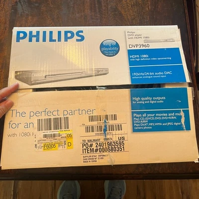 Philips DVD Player w/ 1080i HDMI DVP3962 High Definition Playback DivX Silver - Image 1 of 4