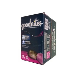 Goodnites Mädchen Nachtwäsche Schlafenszeit, Größe: XL 95-140+ Pfund - 28 Stück ** - Bild 1 von 3