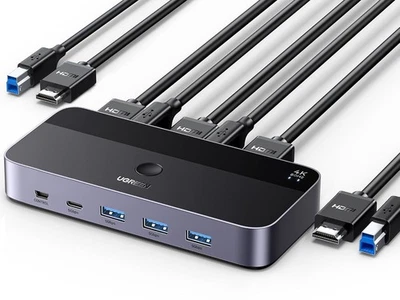 UGREEN KVM Switch HDMI 4K@60Hz, USB 3.0 Switch, 4 Port USB Switcher 1 USB C  - Image 1 of 4