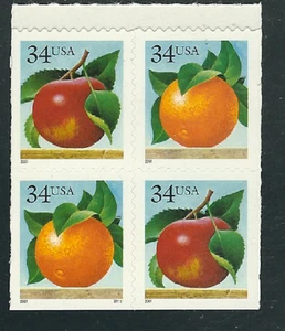Scott # 3493/4...34 Cent...Apple + Orange...Block of 4 - Picture 1 of 1