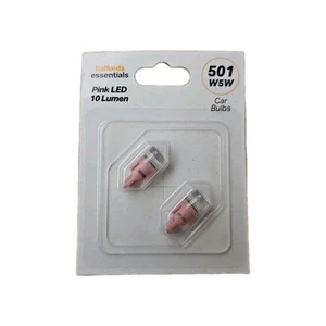 Halfords NEW car Bulbs 2x  501 W5w 12V 5W Pink LED 35 LUMEN - Picture 1 of 2