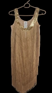 🍾Champagne Flapper Dress Vintage Style 1920s ML ❤️ - Picture 1 of 7