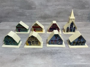 Vintage Alpine Village Plastic Putz Houses Set Of 8 - Picture 1 of 8