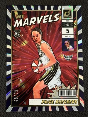 2025 Panini Donruss WNBA Paige Bueckers голографическая лазерная сетка Marvels дебютант No48/99 - Изображение 1 из 2