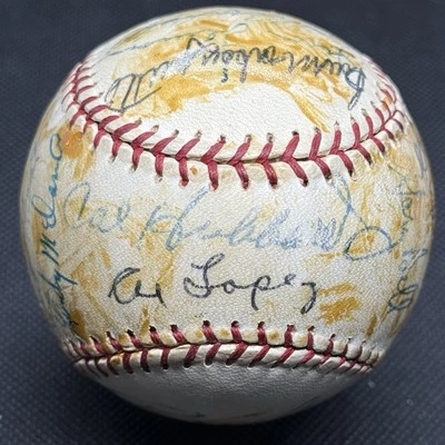 Cal Hubbard Old Timers Signed Baseball HOF 18 Autos Stan Musial Al Lopez Others! - Image 1 of 4