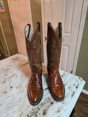 Vintage 1985 Women's Nocona Eel And Leather Western Boots Size 7D - Image 1 of 4