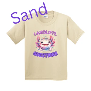 "I Axolotl Questions" Kids T-Shirt Funny Cute Axolotl Tee Youth Sizes Gildan - Picture 1 of 4