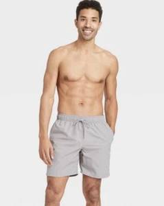 Bañador Goodfellow gris para hombre talla pequeña 7" entrepierna cintura elástica 100 % nailon - Imagen 1 de 3
