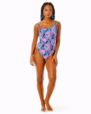 LILLY PULITZER Leola One-Piece Swimsuit Sz 0 Oyster Bay Shroom With A View NEW - Image 1 of 4
