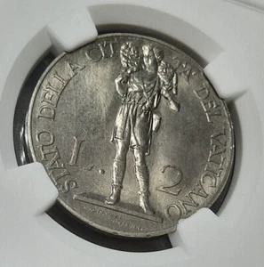 1936 XV Vatican 2 Lire . NGC MS66 - Picture 1 of 4