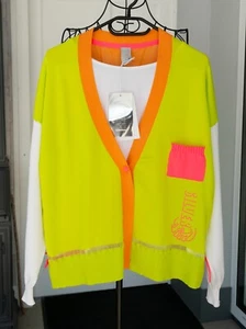 Neu! Ausgefallener Sportalm Cardigan Lime Pink Weiß - Viskose Gr. 38/40 € 199, - - Bild 1 von 9