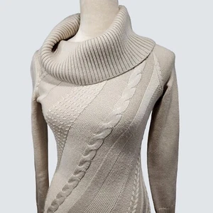 TAHARI Woman Pullover Kleid Wollmischung Beige Strick Herbst Bekleidung Damen Größe XS - Bild 1 von 9