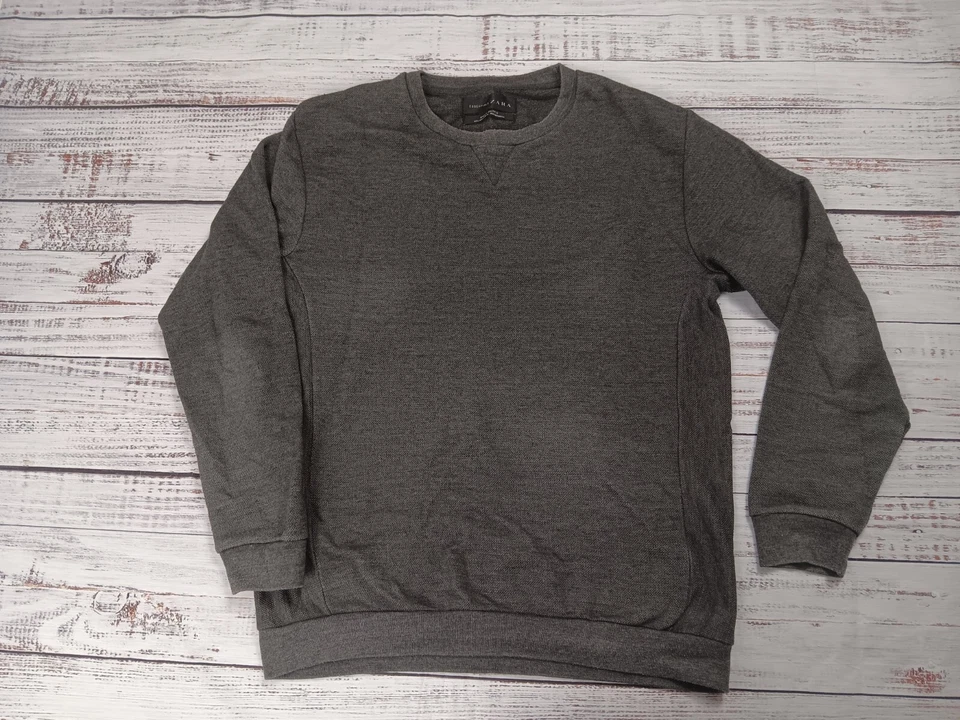 Zara Essentials Sweater Men’s Large Gray Pullover Crewneck Long Sleeve Casual  - Image 1 of 4