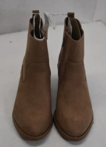 Old Navy Brown Faux Suede Western Ankle Boots Side Zipper Shoes Womens Size 8 - Picture 1 of 10