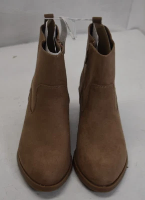 Old Navy Brown Faux Suede Western Ankle Boots Side Zipper Shoes Womens Size 8 - Image 1 of 4
