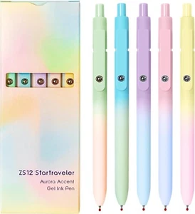 Gel Pens, 5 Pcs Black Ink Pens, 0.7mm Medium Point Smooth Writing Pens with Sili - Picture 1 of 8