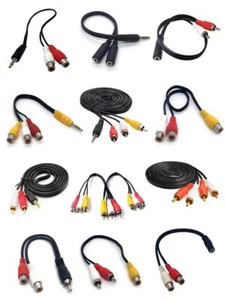 3.5mm Aux Stereo Female Male Plug to 2 RCA Jack Aux Cord Audio Y Cable Adapter  - Picture 1 of 21