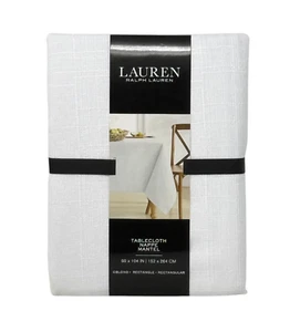 RALPH LAUREN 60 x 104" Holiday Designer Tablecloth Holland White NEW Seats 8-10P - Picture 1 of 3