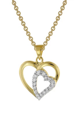 TRENDOR Schmuck Herz-Anhänger 333 Gold + vergoldete Silberkette 39014 - Bild 1 von 4